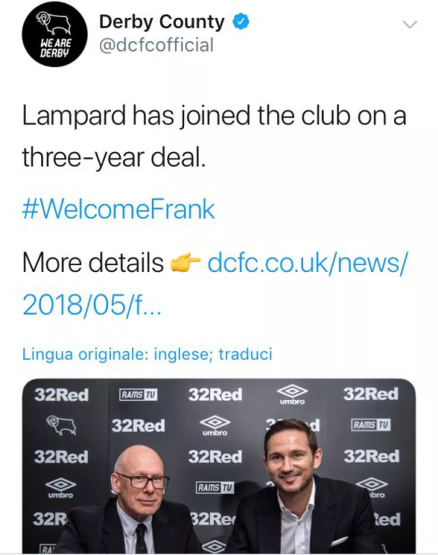 Frank Lampard a semnat un contract pe trei ani cu Derby County. Clubul are țap pe stemă! Vine Gigi Becali peste el?