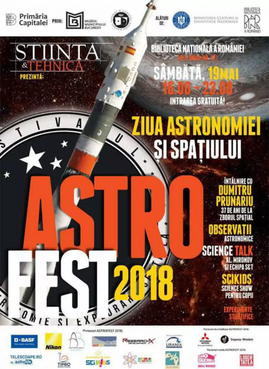 Dumitru Prunariu, invitat special la AstroFest 2018. Festivalul de Astronomie și Explorare Spațială va avea loc pe 19 mai
