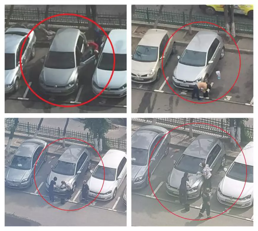Momentul în care infirmierele și asistentele îi spală mașina șefei secției Nefrologie Pediatrică (foto tolo.ro)