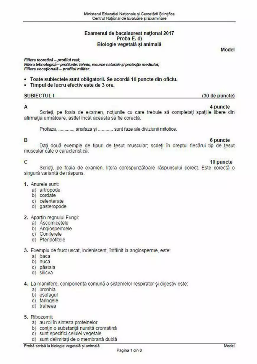 BAC 2018 Biologie. Care sunt subiectele date la Bacalaureat 2018 la Biologie