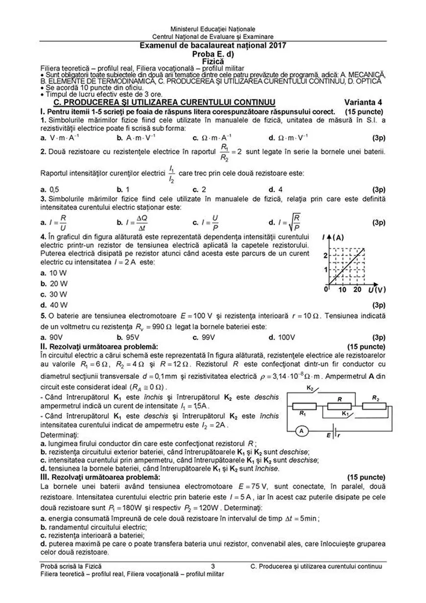 BAC 2018 Fizică. Care sunt subiectele date la Fizică la Bacalaureat 2018