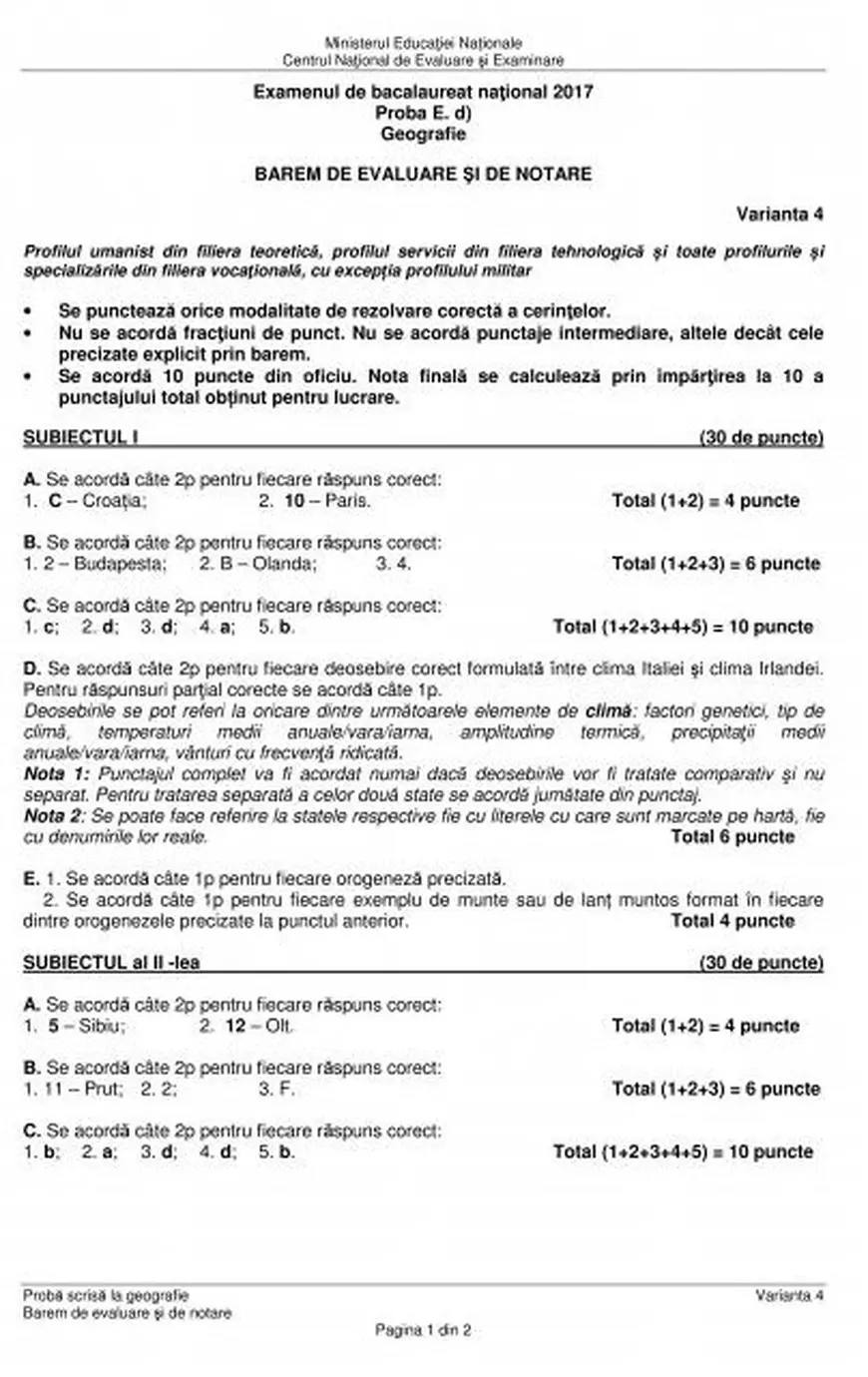 BAC 2018 Geografie. Subiectele date la Bacalaureat 2018 la Geografie