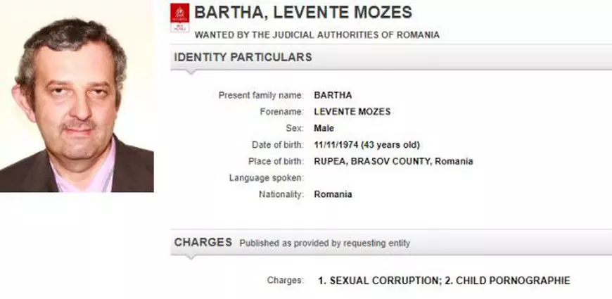 Bartha Levente Mozes, fost educator din Brașov, e dat în urmărire prin Interpol