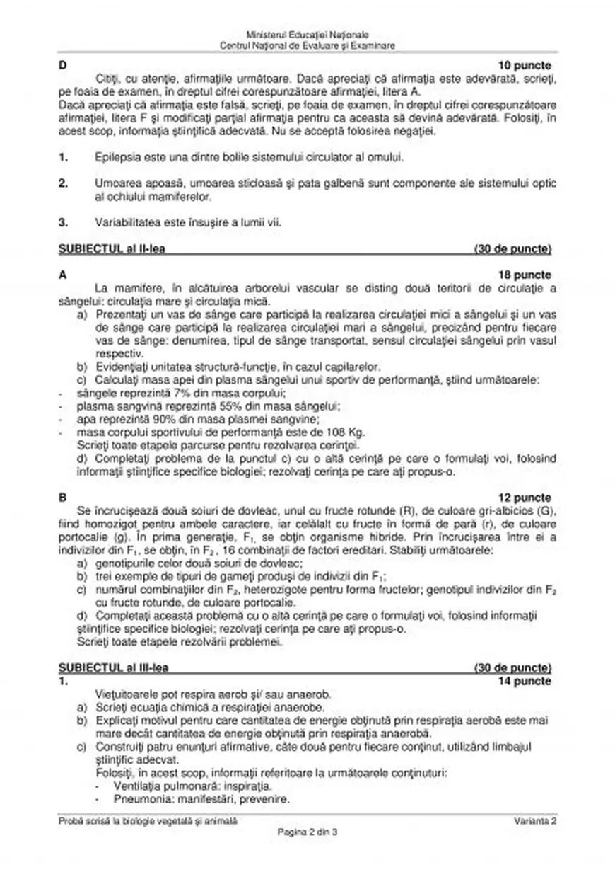 BAC 2018 Biologie. Care sunt subiectele date la Bacalaureat 2018 la Biologie