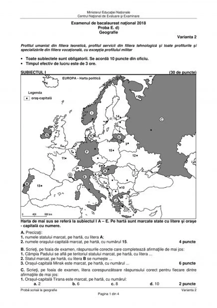 BAC 2018 Geografie. Subiectele date la Bacalaureat 2018 la Geografie