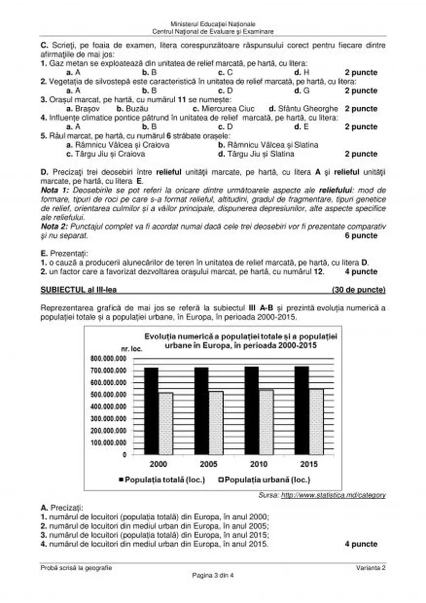 BAC 2018 Geografie. Subiectele date la Bacalaureat 2018 la Geografie