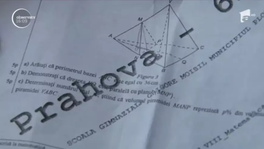Elevii unei școli din Ploiești, induși în eroare la Evaluarea Națională la matematică. Un antet a afectat vizibilitatea la o problemă de geometrie