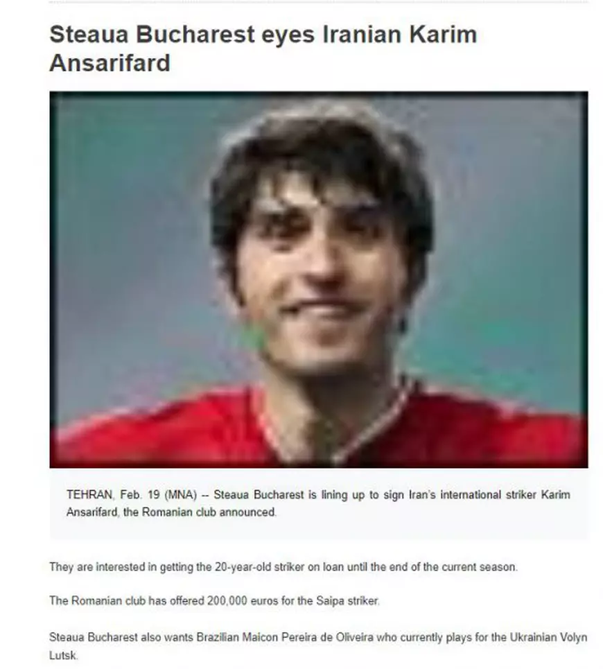 Ansarifard a fost aproape de Steaua! Iranianul care a marcat cu Portugalia a fost în discuții cu ”roș-albaștrii” în 2011