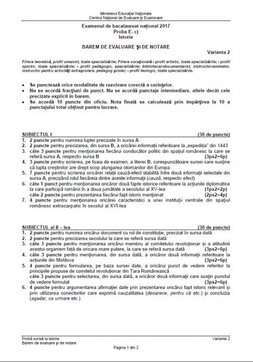 BAC Istorie 2018. Subiectul dat la istorie la Bacalaureat 2017