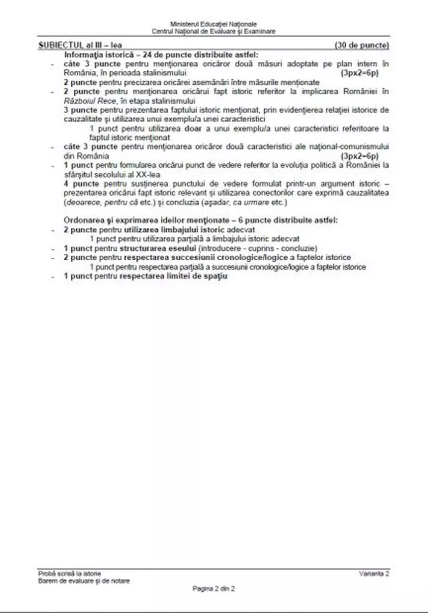 BAC Istorie 2018. Subiectul dat la istorie la Bacalaureat 2017