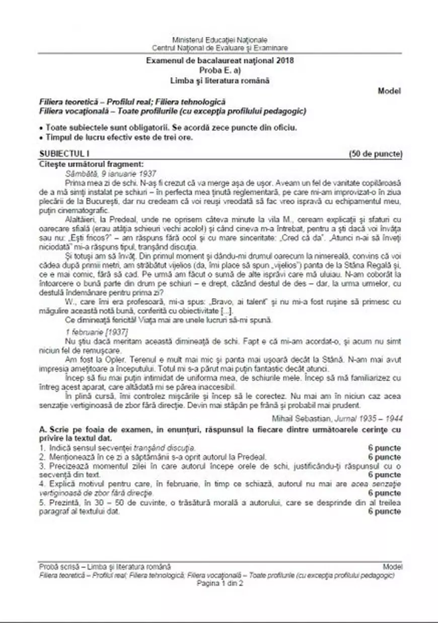 BACALAUREAT 2018 la Limba și literatura română. Absolvenții de clasa a XII-a au dat primul examen scris / UPDATE