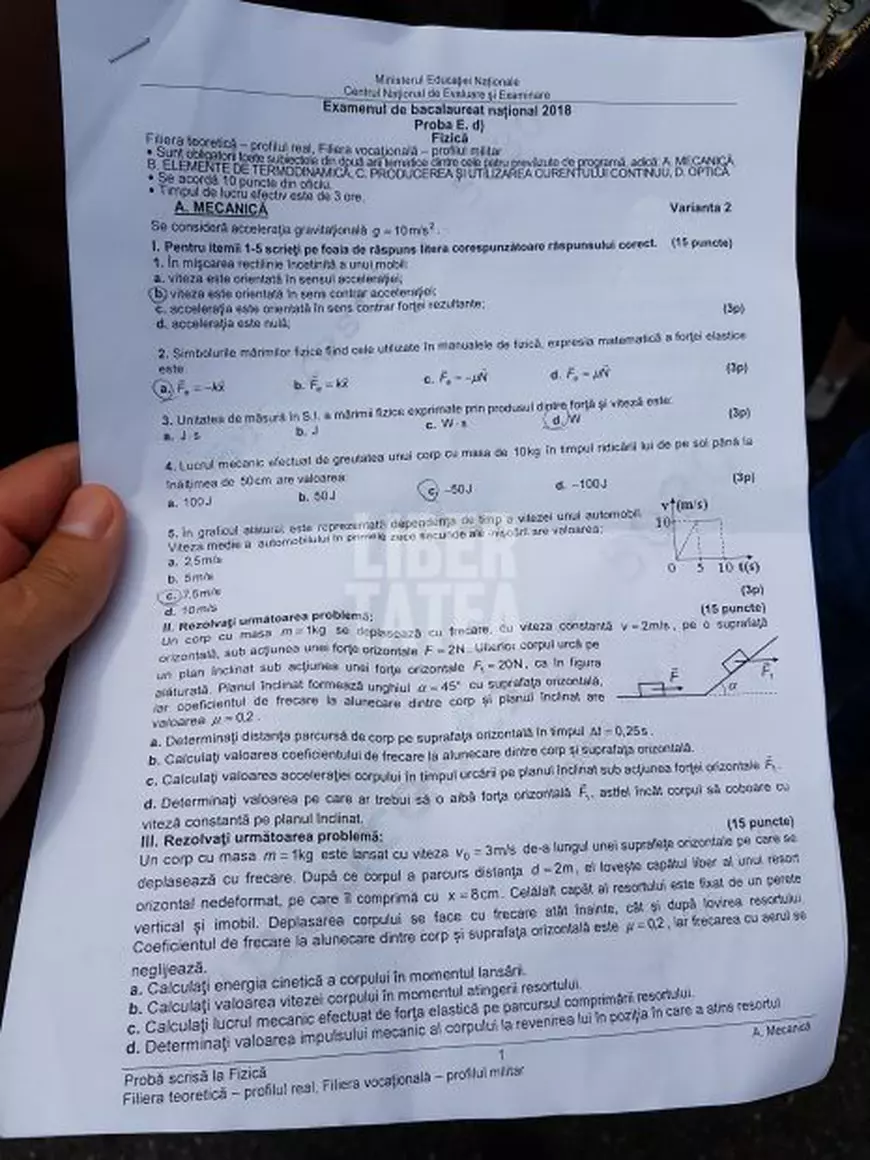 BAC 2018 Fizică. Care sunt subiectele date la Fizică la Bacalaureat 2018