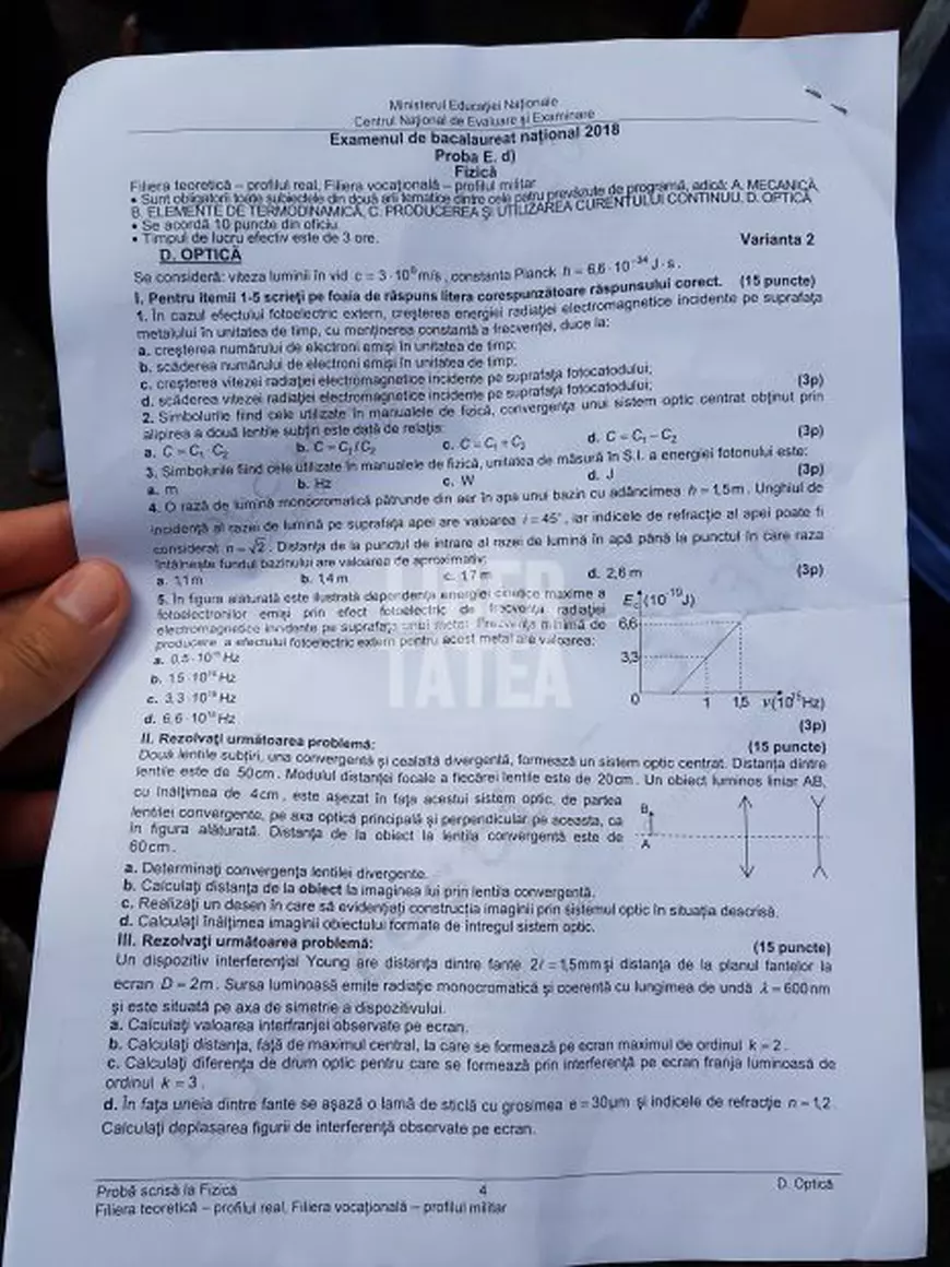 BAC 2018 Fizică. Care sunt subiectele date la Fizică la Bacalaureat 2018