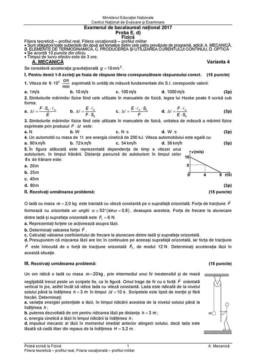 BAC 2018 Fizică. Care sunt subiectele date la Fizică la Bacalaureat 2018
