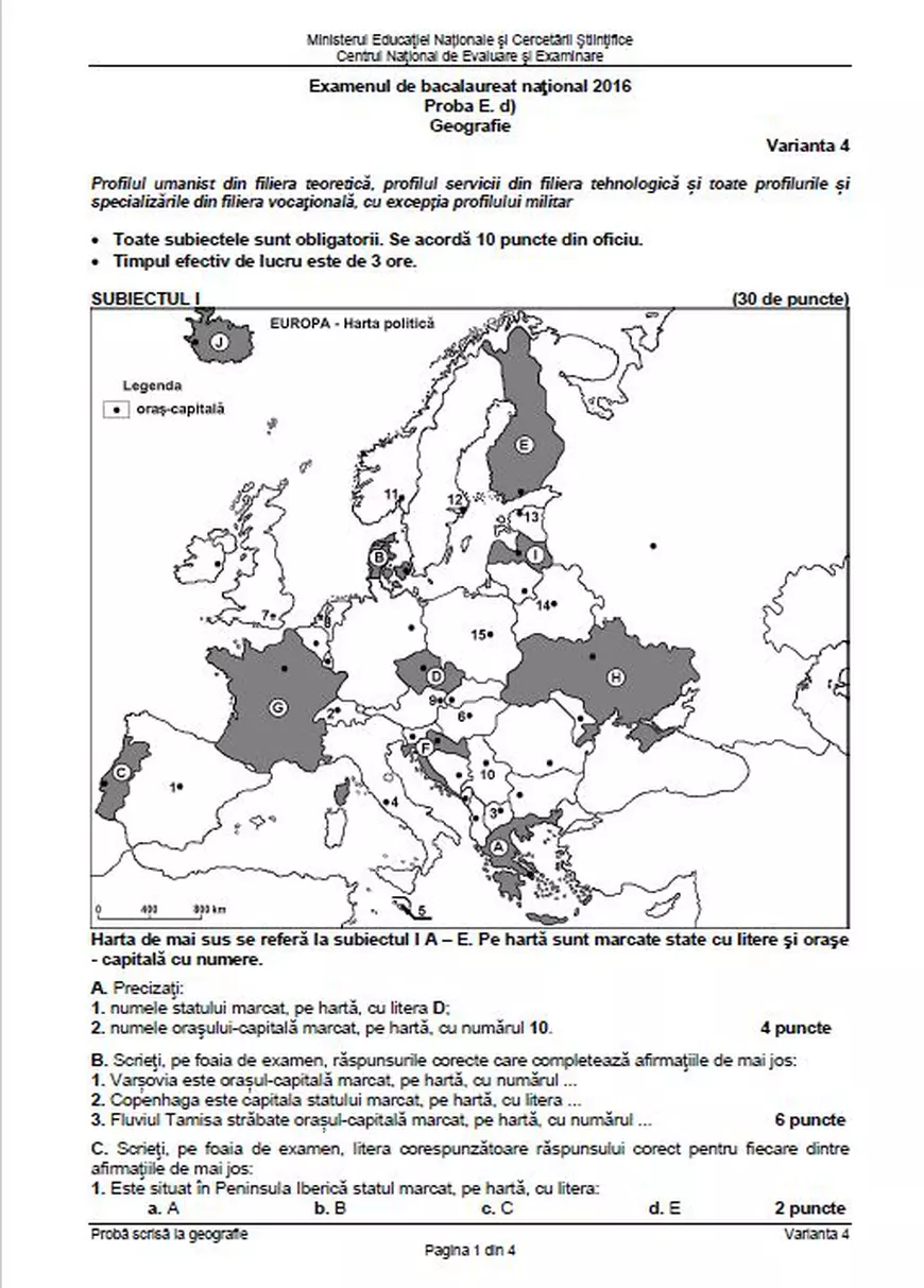 BAC 2018 Geografie. Subiectele date la Bacalaureat 2018 la Geografie