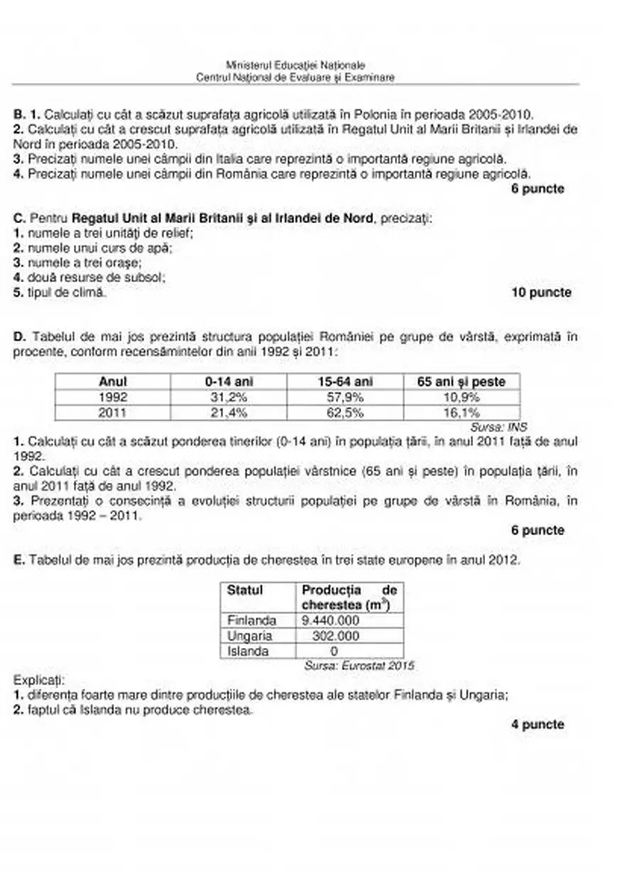 BAC 2018 Geografie. Subiectele date la Bacalaureat 2018 la Geografie