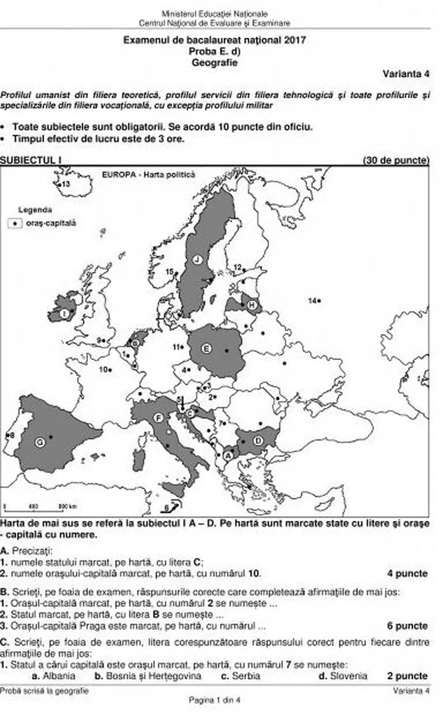 BAC 2018 Geografie. Subiectele date la Bacalaureat 2018 la Geografie