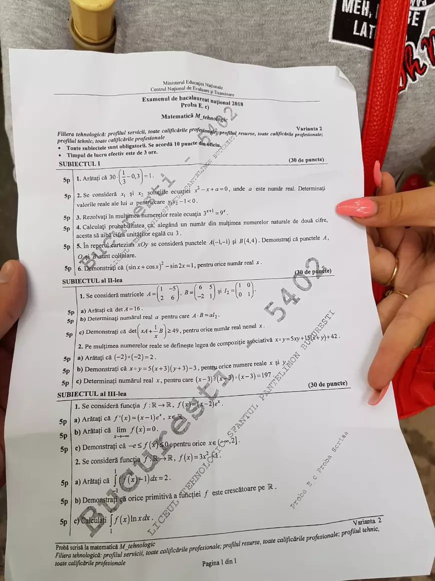 VIDEO /  BAC 2018. Rezolvarea subiectelor date la Matematică la Bacalaureat