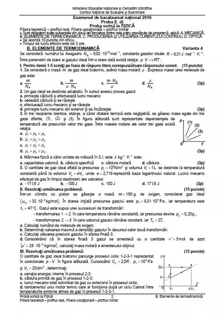 BAC 2018 Fizică. Care sunt subiectele date la Fizică la Bacalaureat 2018