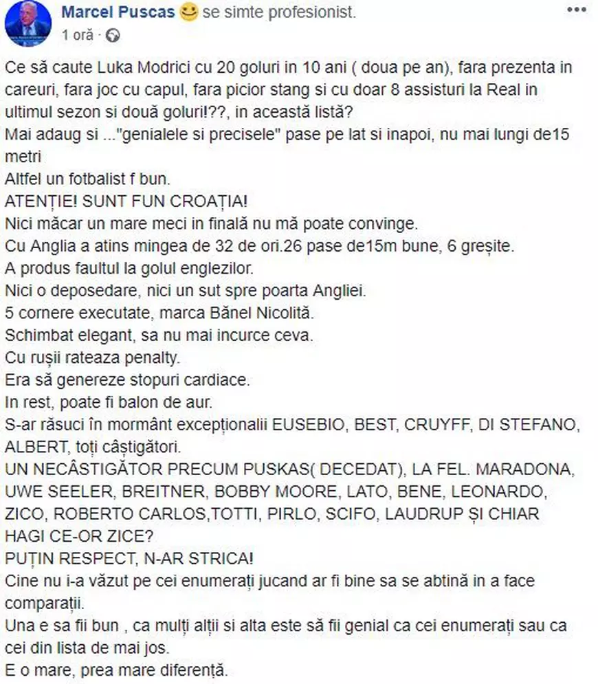 Finala Cupei Mondiale 2018. Luka Modrici a fost desființat de un român: ”A executat cornerele ca Bănel Nicoliță. Era să genereze stopuri cardiace”