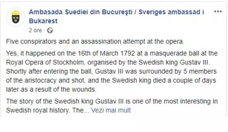 ambasada suediei poveste regele gustav