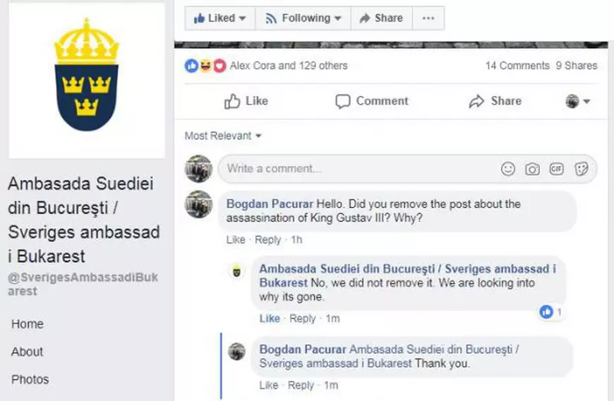 ambasada suediei raspuns poveste regele gustav