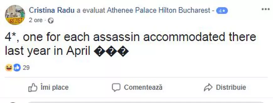 FOTO | Pagina de Facebook a hotelului Athenee Palace, luată cu asalt. Ce recenzii lasă românii