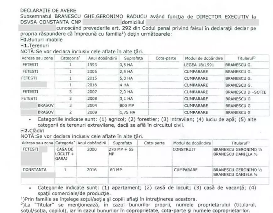 Geronimo Brănescu, șeful ANSVSA, este vecin cu nașul fiului lui Liviu Dragnea. Declarația de avere a șefului ANSVSA