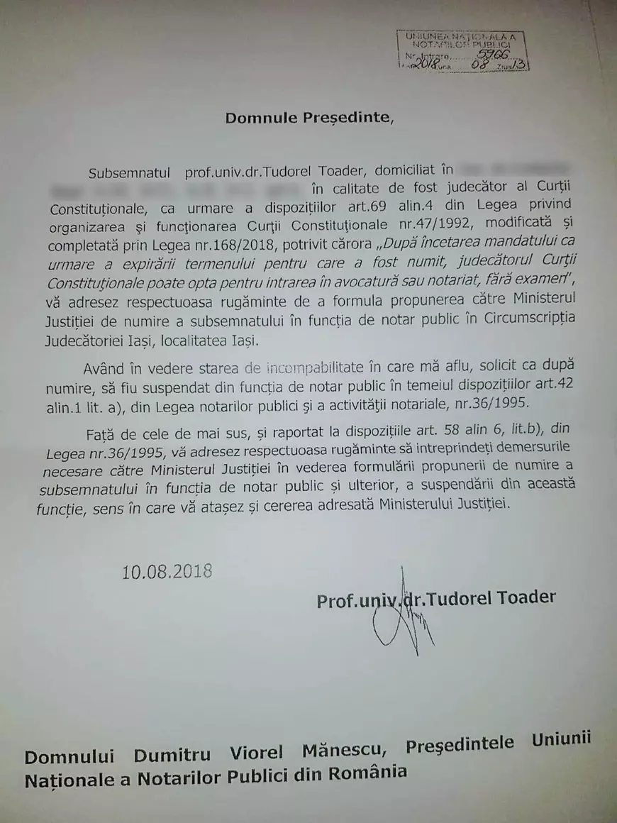 Ministrul Justiției Tudorel Toader cere să fie notar public. Ar putea să-și semneze singur numirea