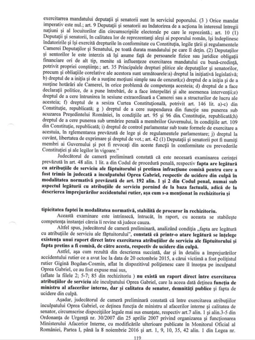 Ce spune Gabriel Oprea despre cazul Bogdan Gigină: „ICCJ a stabilit că nu există nicio legătură între exercitarea atribuțiilor de serviciu ale funcției de ministru și accidentul rutier”