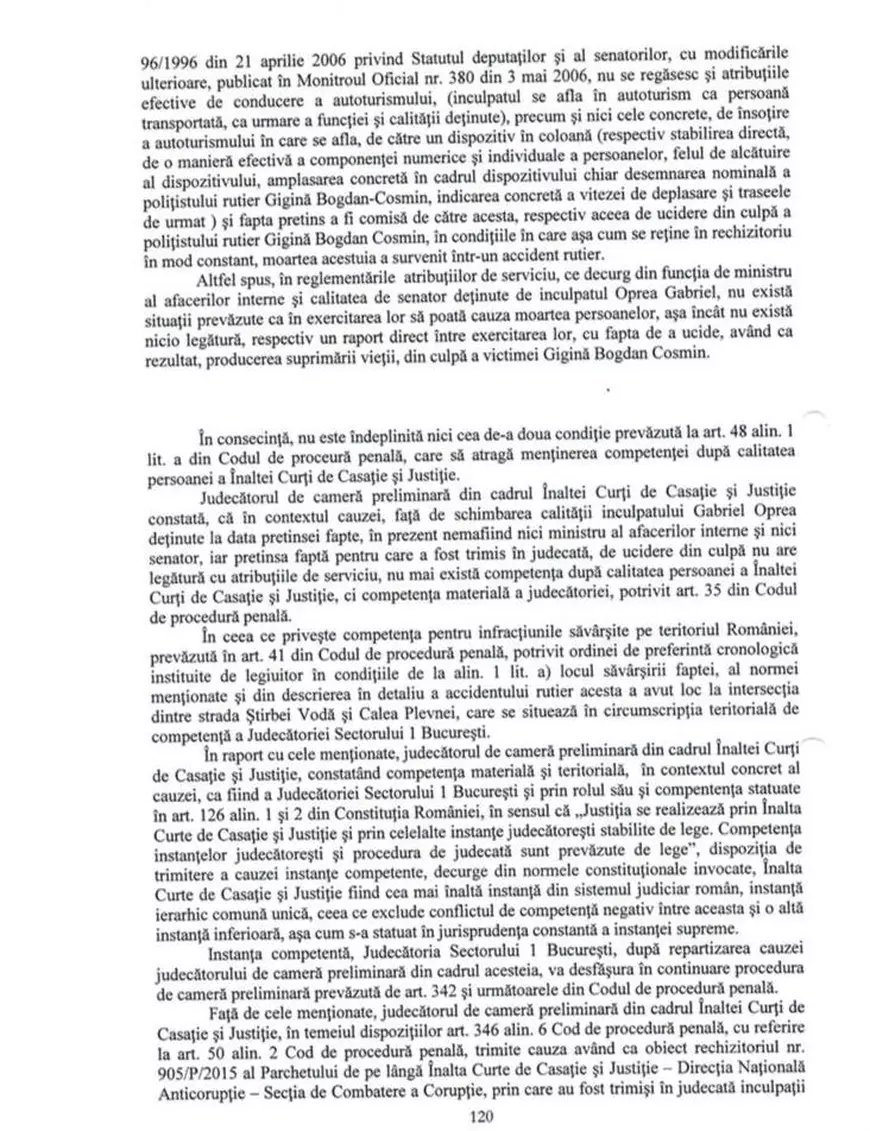 Ce spune Gabriel Oprea despre cazul Bogdan Gigină: „ICCJ a stabilit că nu există nicio legătură între exercitarea atribuțiilor de serviciu ale funcției de ministru și accidentul rutier”