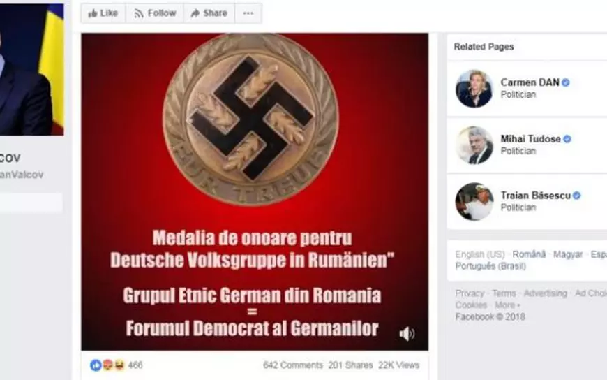Postarea lui Vâlcov în care îl aseamănă pe Iohannis cu Hitler a ajuns în presa străină