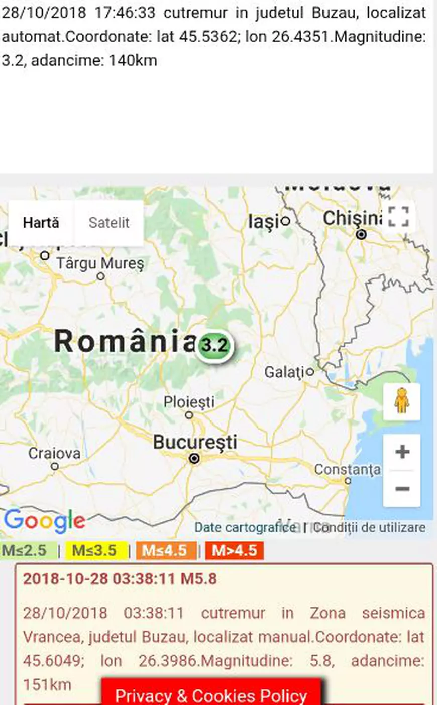O nouă replică a cutremurului de 5,8! Ce magnitudine a avut