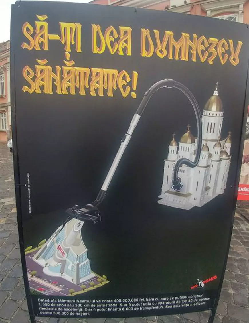 Două lucrări despre Catedrala Mântuirii Neamului au stârnit mâhnirea preoților din Timișoara. Tabloul cu un Diavol la ușa catedralei, dat jos de pe un perete al Memorialului Revoluției