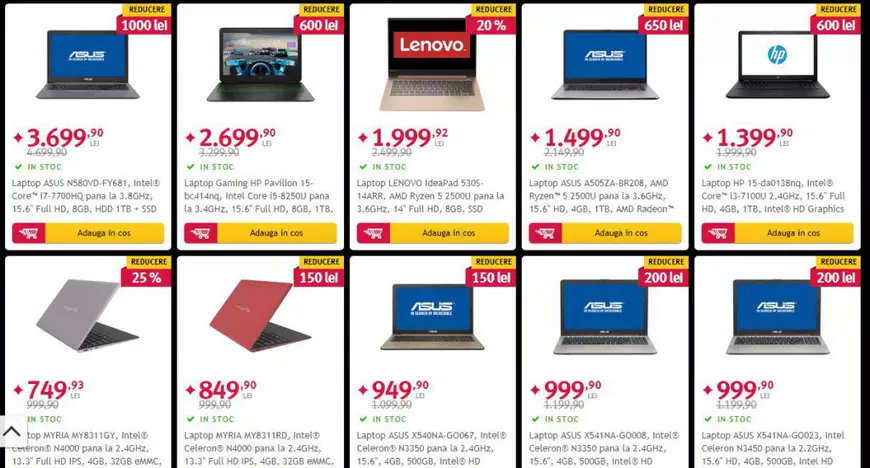 Laptopuri la reducere de Black Friday 2018