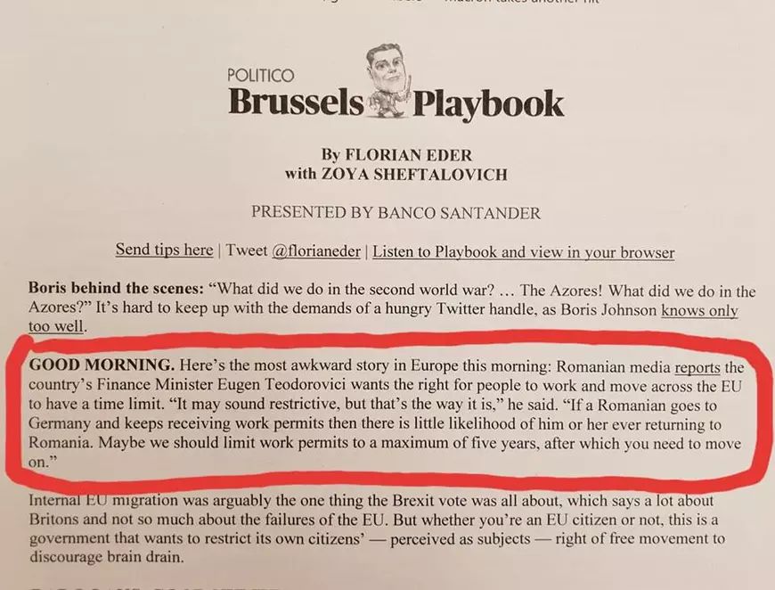 Cum a ajuns Eugen Teodorovici în buletinul informativ al Politico. "Nu e de joacă!"