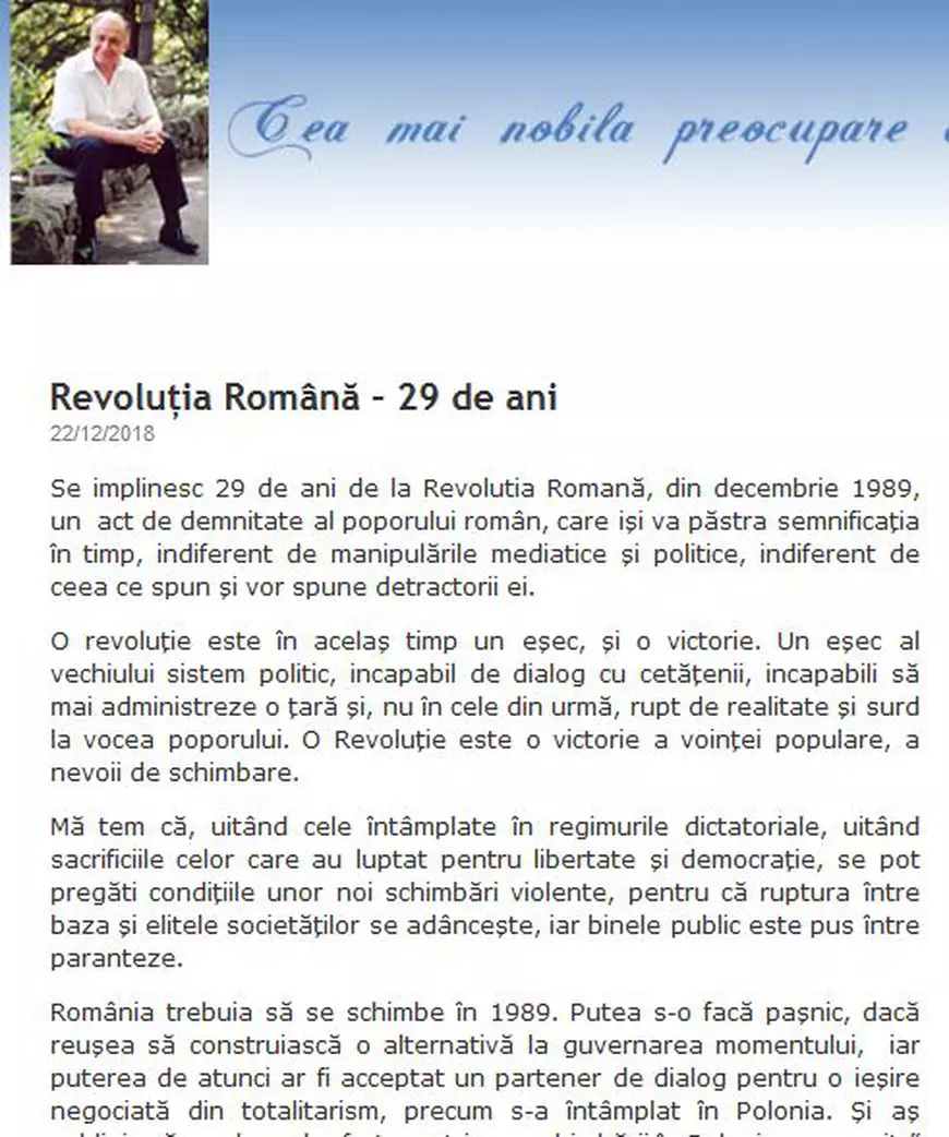 Mesajul lui Ion Iliescu, inculpat în dosarul Revoluției, despre evenimentele din decembrie 1989: "Politicul trebuie să reziste tentaţiei autoritarismului"