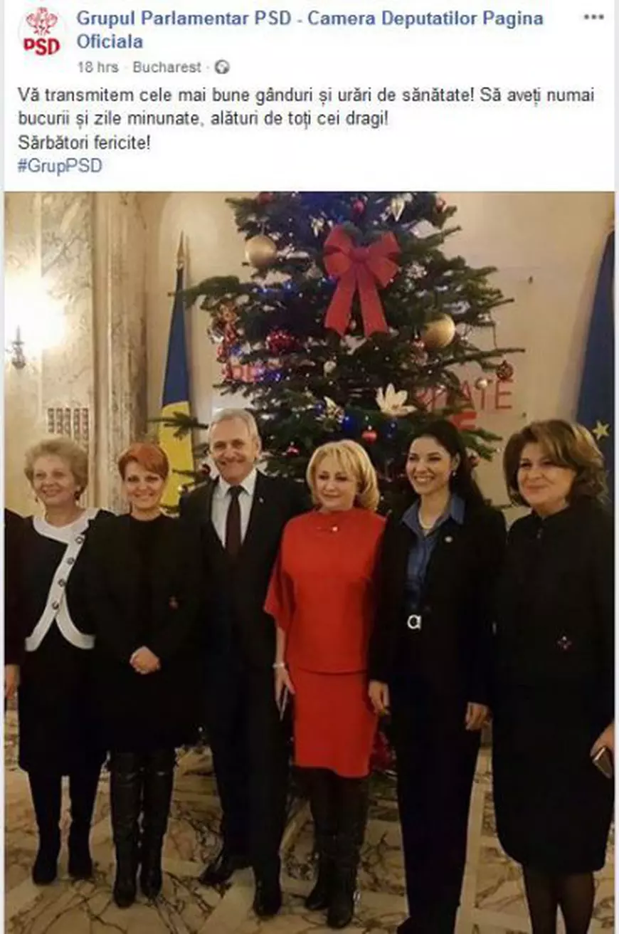 Liviu Dragnea, alături de Viorica Dăncilă într-o postare de Crăciun a deputaţilor PSD. Ce le urează social-democraţii românilor