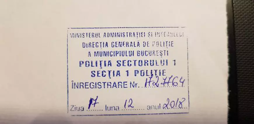 Dovada Plângerii penale pe numele jandarmului băut din Piața Victoriei 