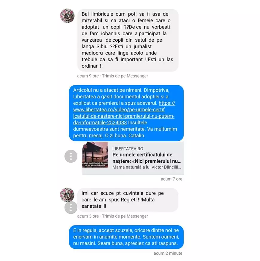 Dialog cu final neașteptat între Tolo și un cititor. De la "Băi limbricule" la "Îmi cer scuze! Regret!"