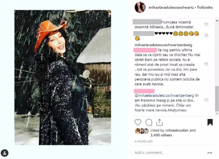 Mihaela Rădulescu, mesaj dur după ce o admiratoare i-a cerut bani. “Nu e nimeni atât de prost“