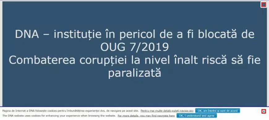 Acesta este mesajul care apare pe site-ul oficial al DNA