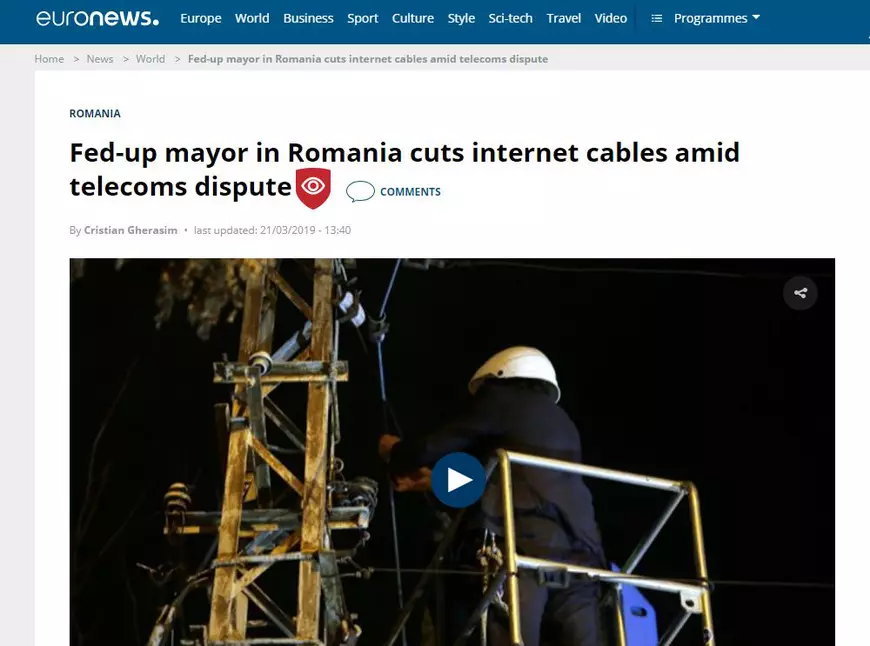 Nicolae Robu a ajuns în presa internațională, după ce a tăiat cablurile din oraș. Euronews: "Un primar a lăsat școlile fără internet în timpul examenului"