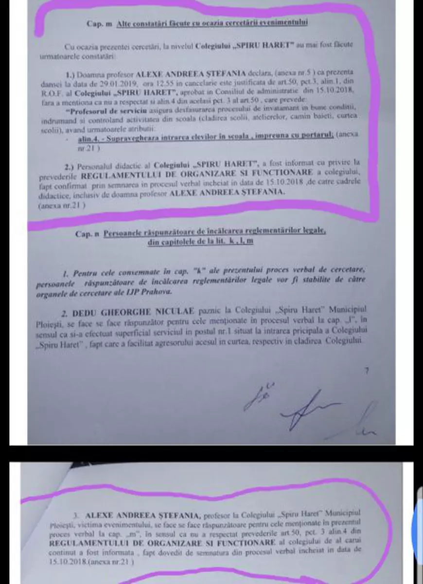 Profesoara care a fost înjunghiată într-un liceu din Ploiești a fost găsită vinovată de comisia de anchetă de la acea instituție de învățământ!