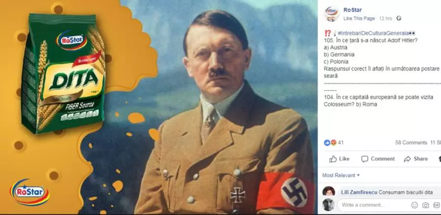 Imaginea lui Hitler și zvastica, într-o campanie controversată de promovare pentru biscuiți |FOTO