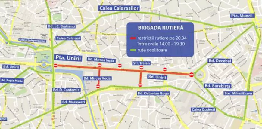 Restricţii de trafic în București, sâmbătă, 20 aprilie. Rute ocolitoare