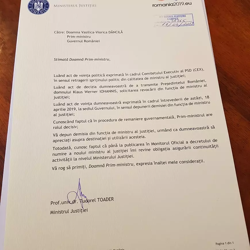 Tudorel Toader și-a publicat demisia pe Facebook