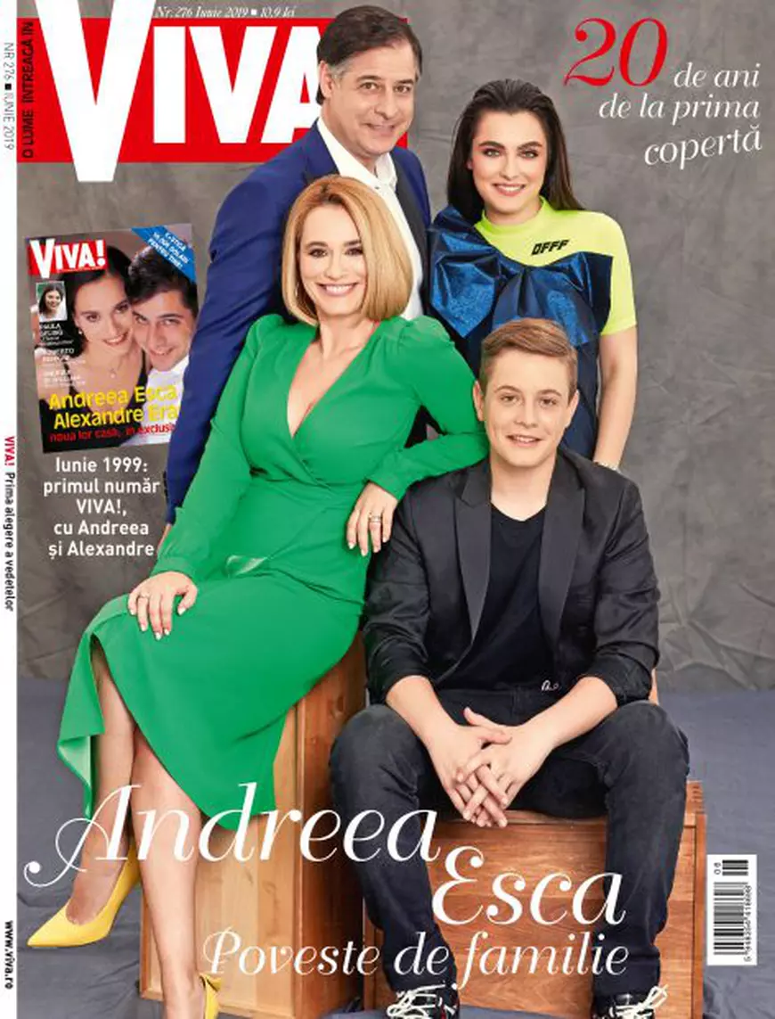 Andreea Esca și familia ei, pictorial în formulă completă în revista VIVA! Vedeta, pe copertă la 20 de ani de la prima apariție
