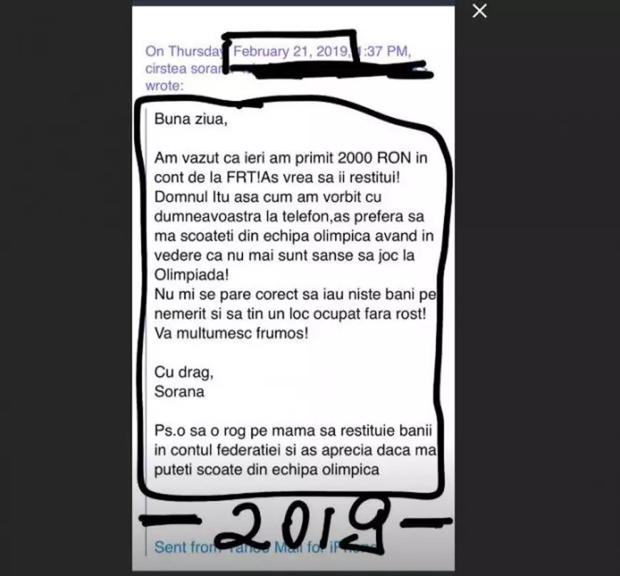 Reacția Soranei Cîrstea după ce ”Libertatea” a dezvăluit că primește bani nemeritați: ”O să o rog pe mama să restituie banii în contul federației”. FRT, în culpă