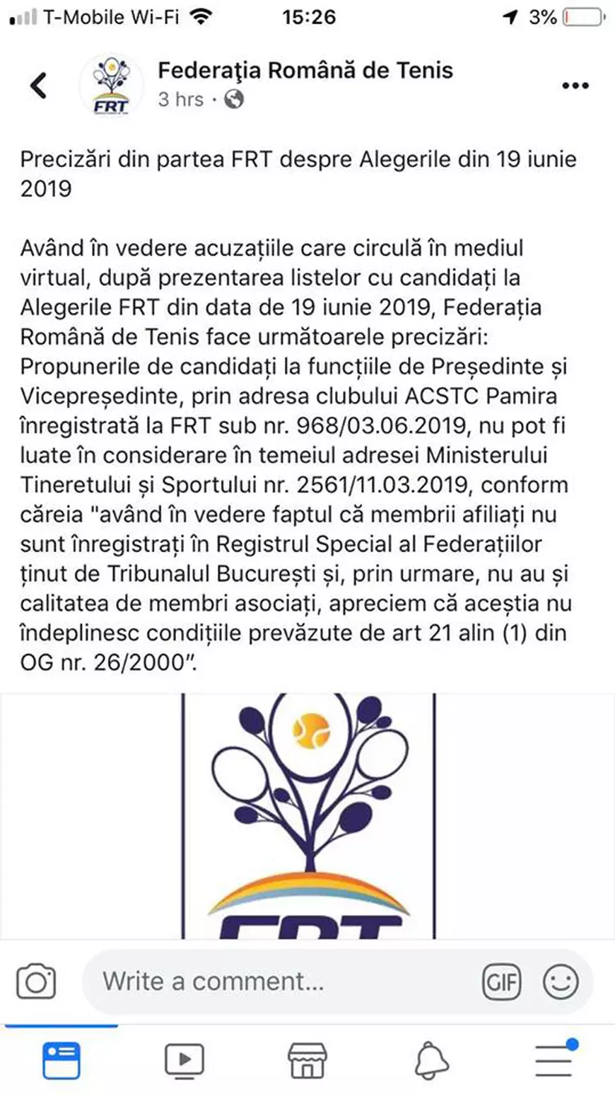 Debandadă la tenis: federația își dă singură cu ciocanul peste degete. O nouă rundă de alegeri va avea loc pe 19 iunie